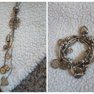 Lia Sophia silver charm necklace and bracelet set